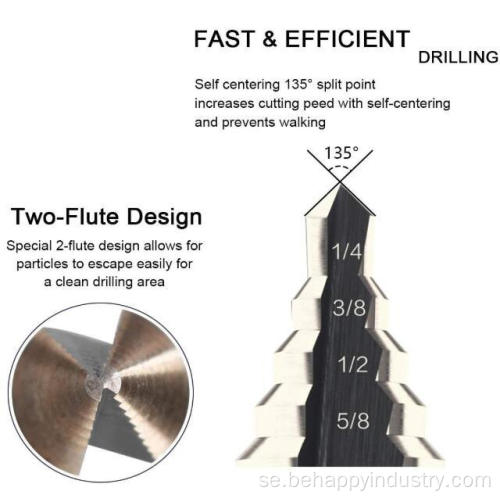 5st Titanium Coated Step Drill Bit